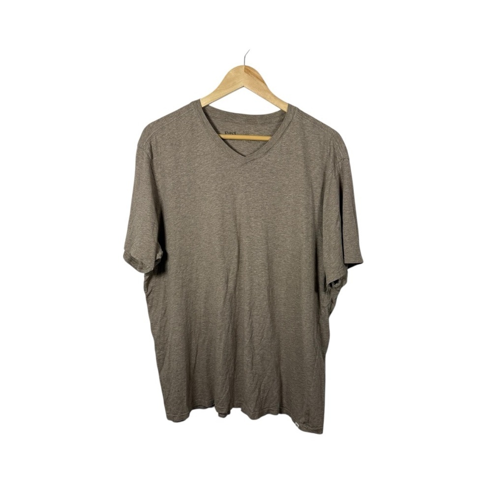 Pact Men’s Classic Slub V-Neck Organic Cotton Tee in Brown Size XL